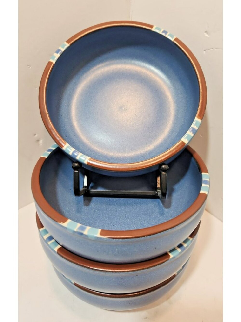 Vtg Dansk Mesa Sky Blue Stoneware Set of 4 Soup Cereal Bowls 5 3/4" Japan